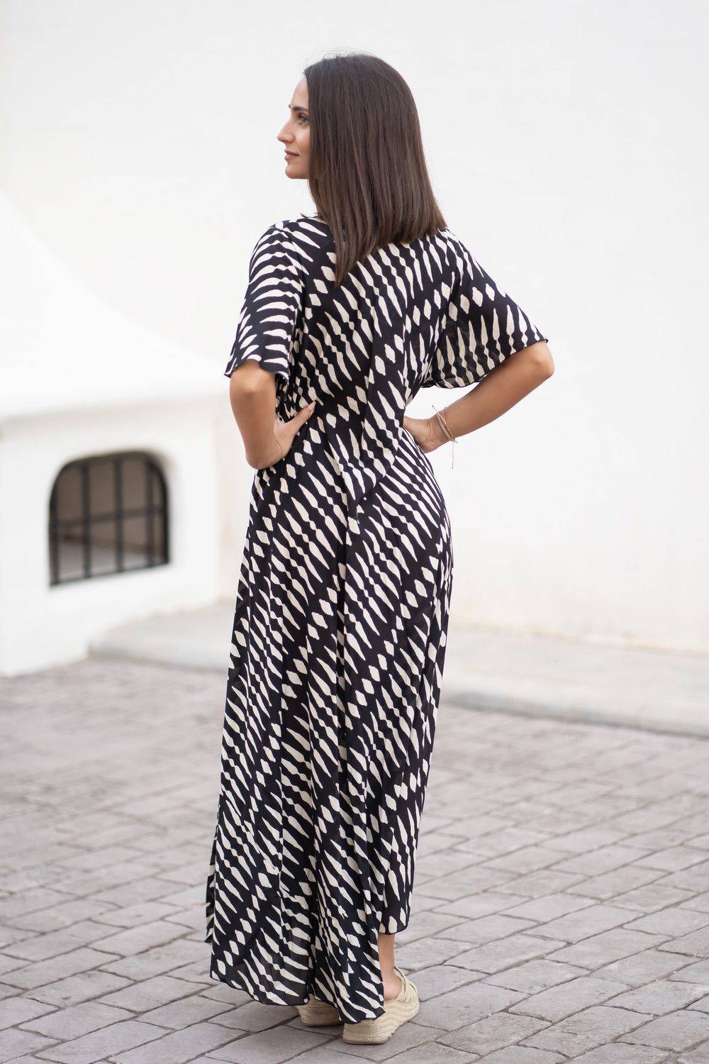 25S35512 Long Dress - Black/Beige