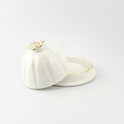 Round Butter Dish with Rose Handle