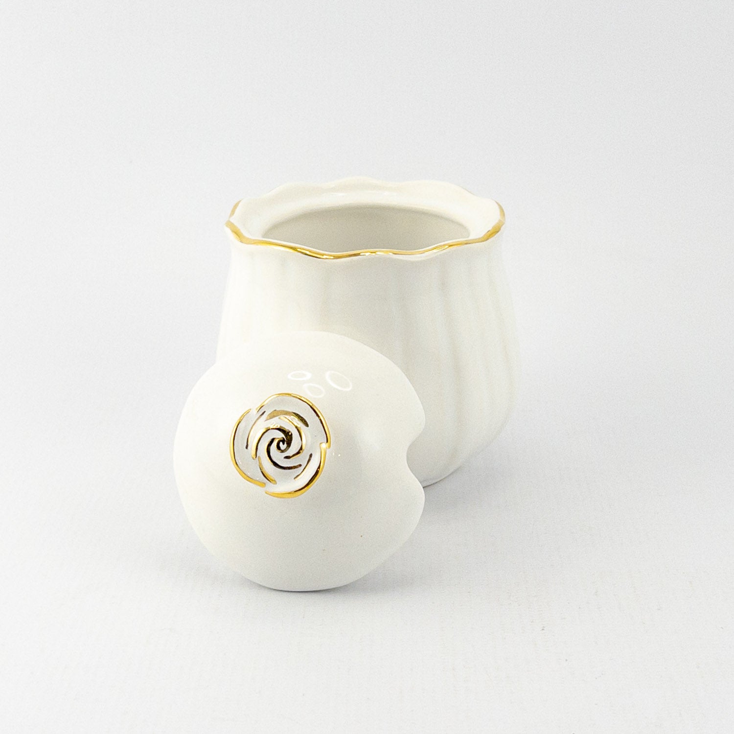 Baroque Sugar Pot with Gold Rose Handle