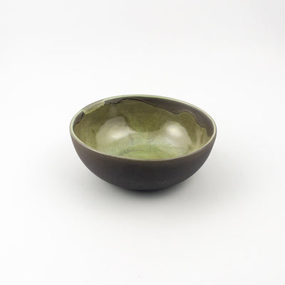 Amy bowl - Black Clay Green Glaze