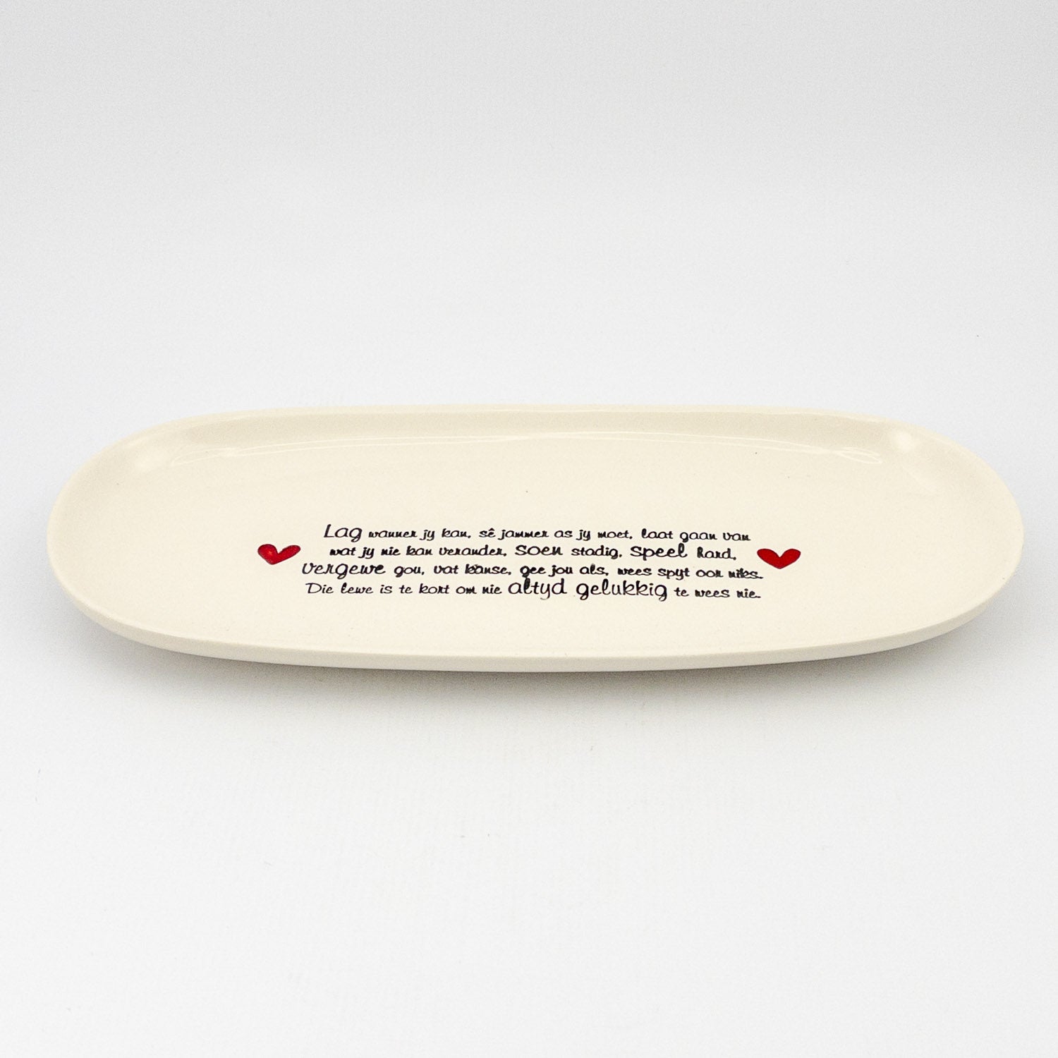 Flat Oval Medium White Gloss Blessing Platter - English