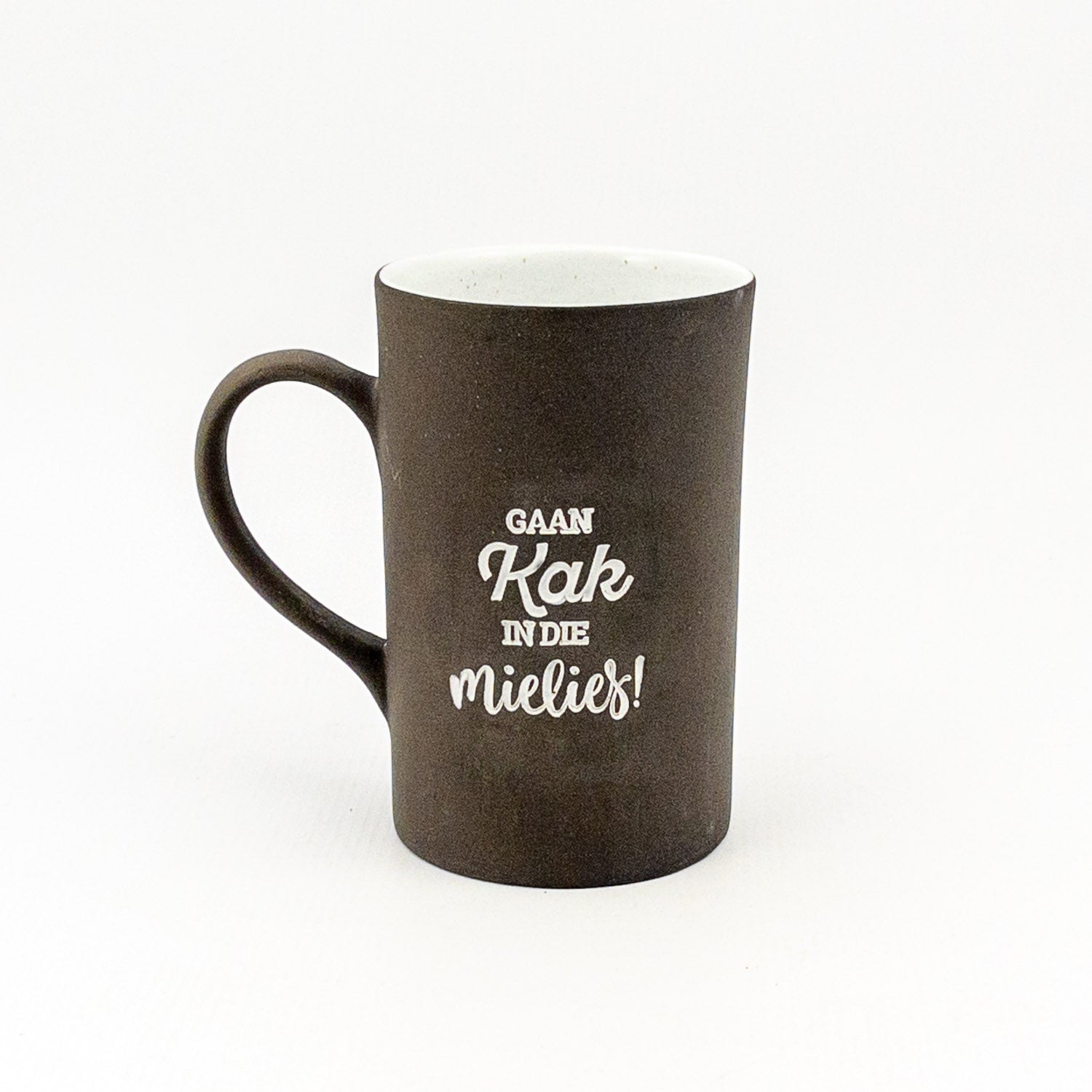 Mug D Black Clay / White Gloss - gaan kak in die mielies