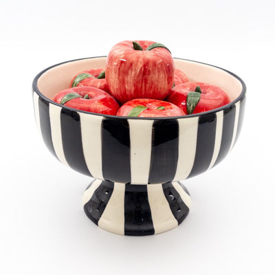 Apple Serving Bowl Tall - Red apples - black stripes