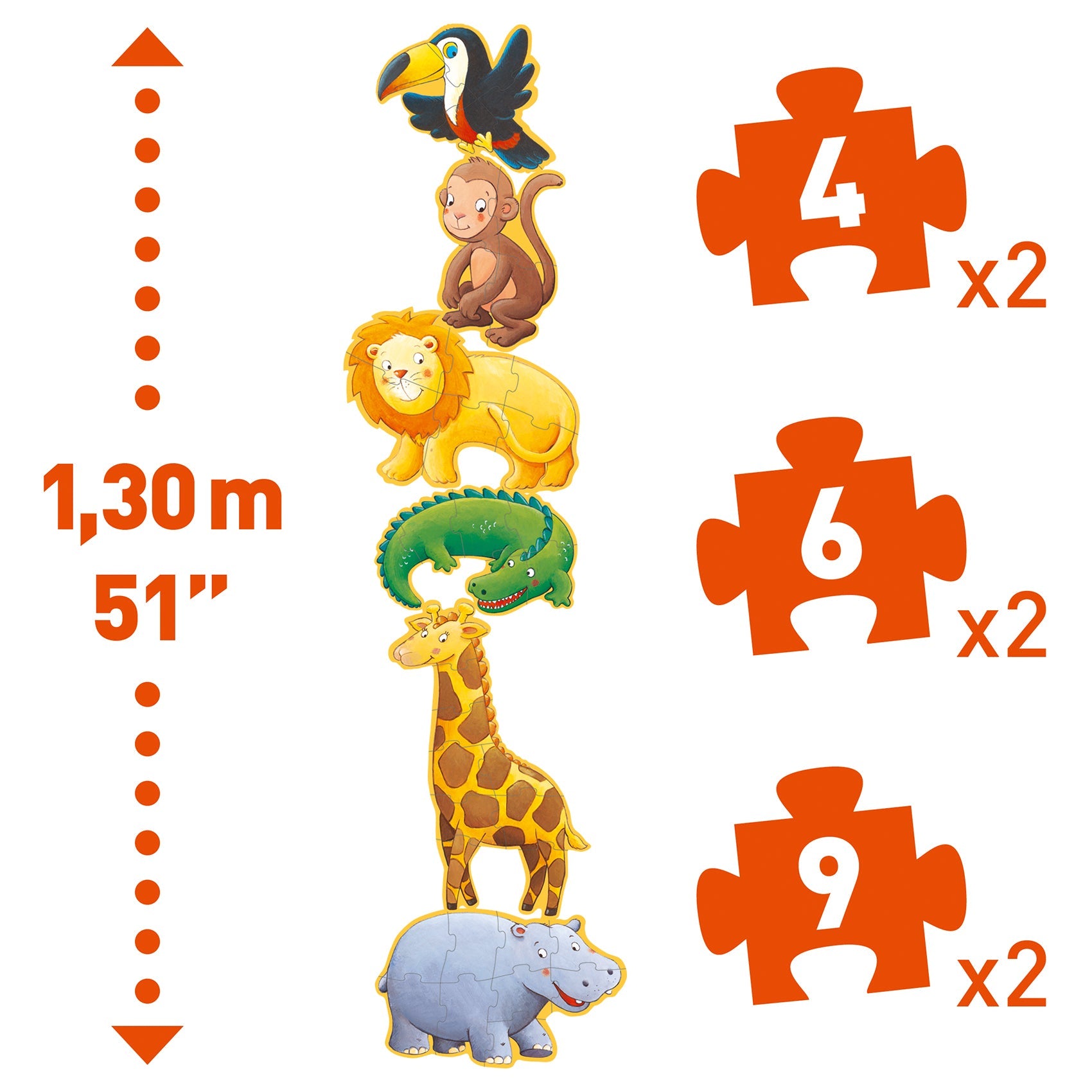6-in-1 Progressive Giant Puzzle – Marmoset & Friends