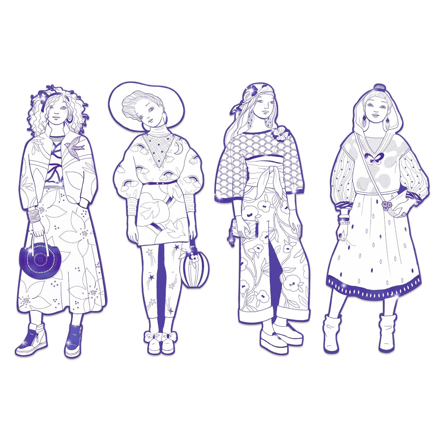 Les Demoiselles Colour-In Cards – Zaho & Friends