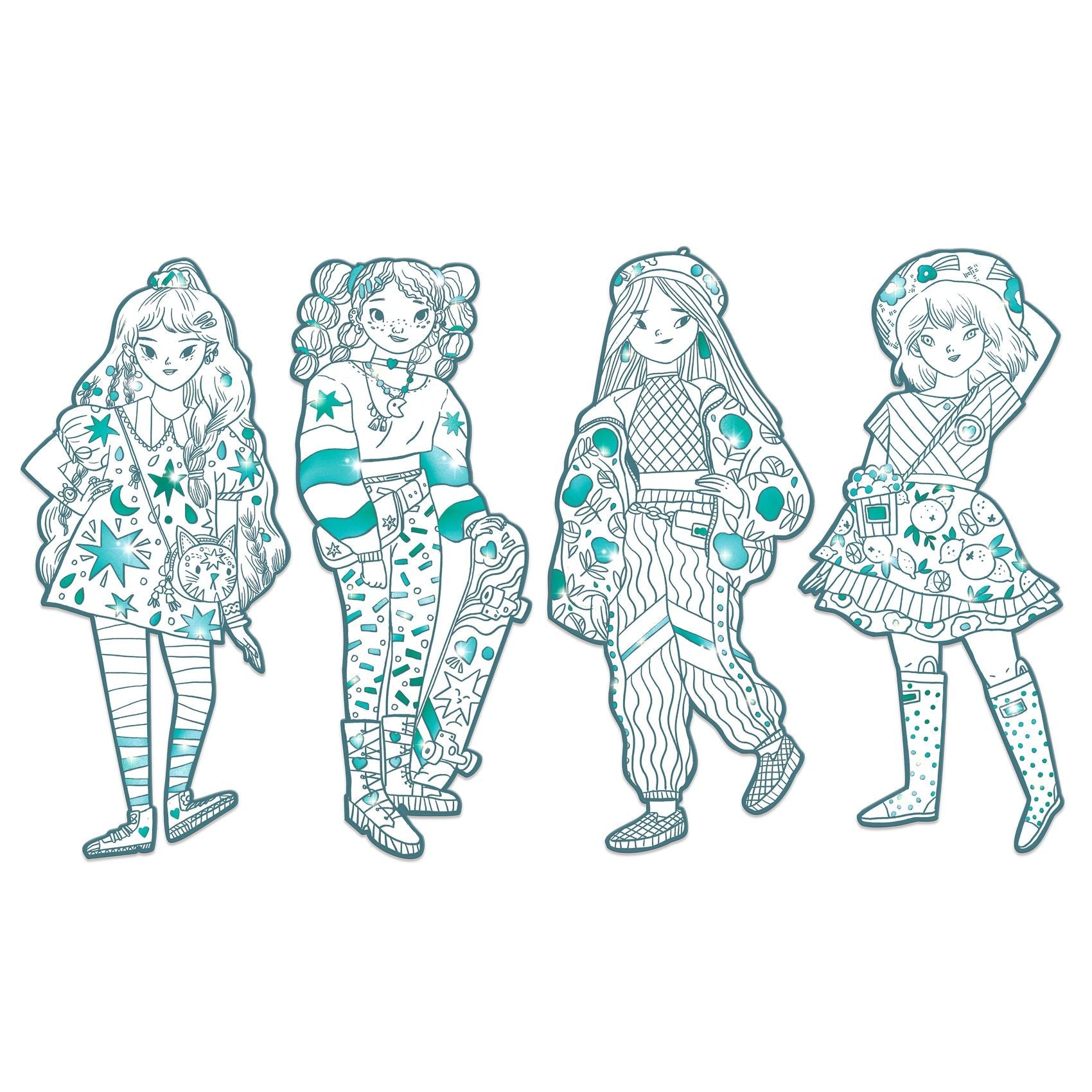 Les Demoiselles Colour-In Cards – Angele & Friends