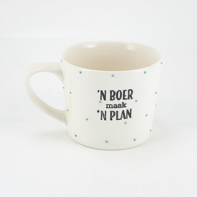 Mug C White Gloss - n Boer Maak n plan