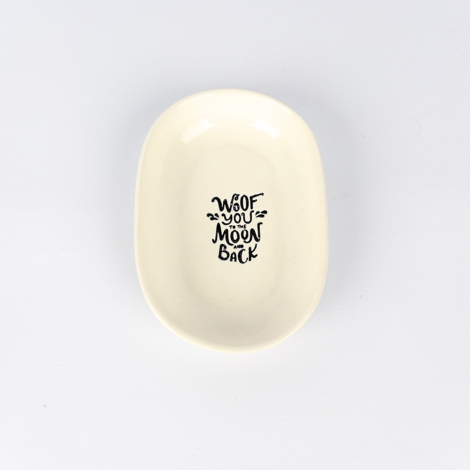 Oval Pet Bowl Medium White Woof you…