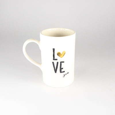 Mug D White Gloss - Love You (Gold Heart)