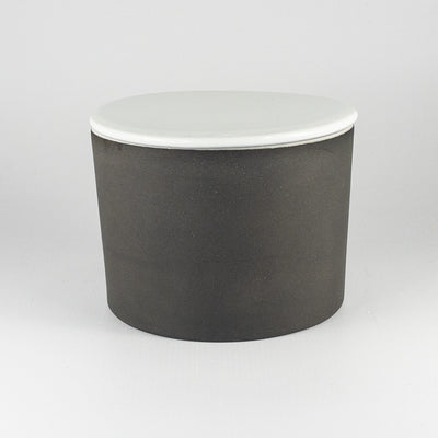 Small Jar - Ceramic Lid - Black Clay with White Glaze
