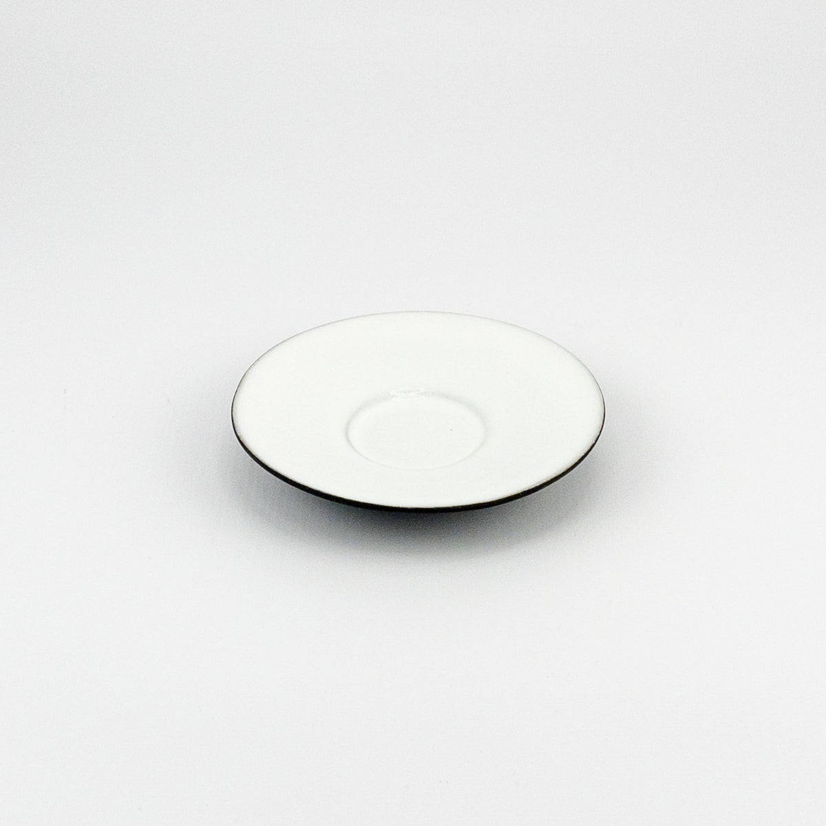 Espresso Saucer - Black Clay with White Glaze