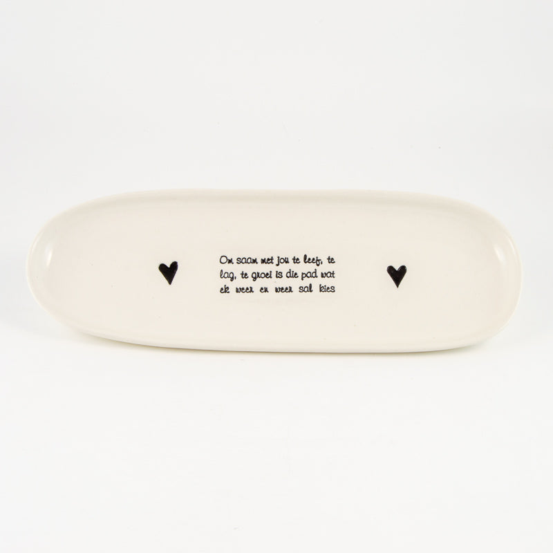 Flat Oval Small White Gloss – Blessing Platter “Om saam met jou te…”