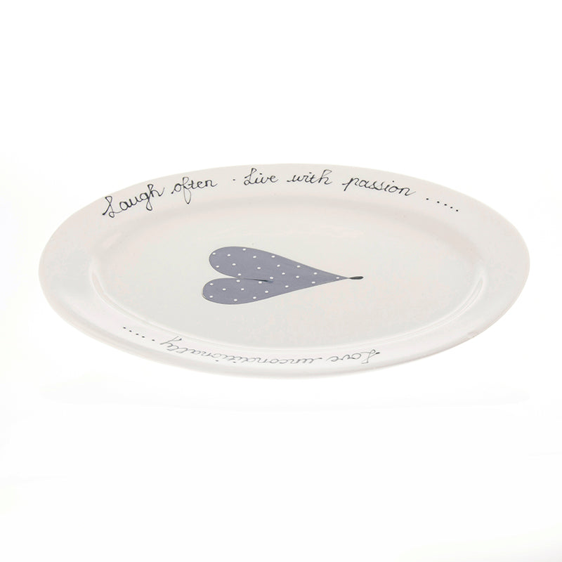 Oval Platter Medium Heart & Words