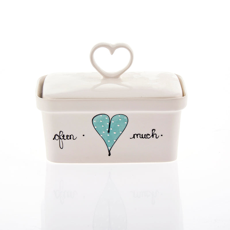 Butter Dish Heart Heart & Words