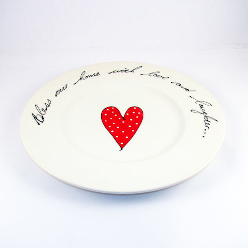 Wonky Dinner Plate Heart & Words