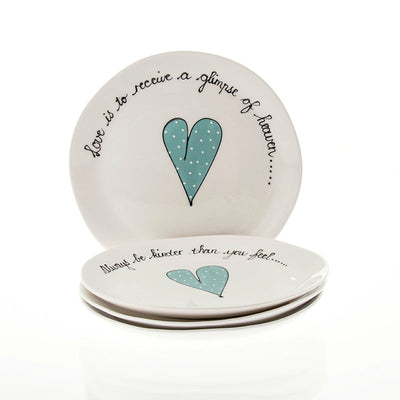 Wonky Side Plate Heart & Words