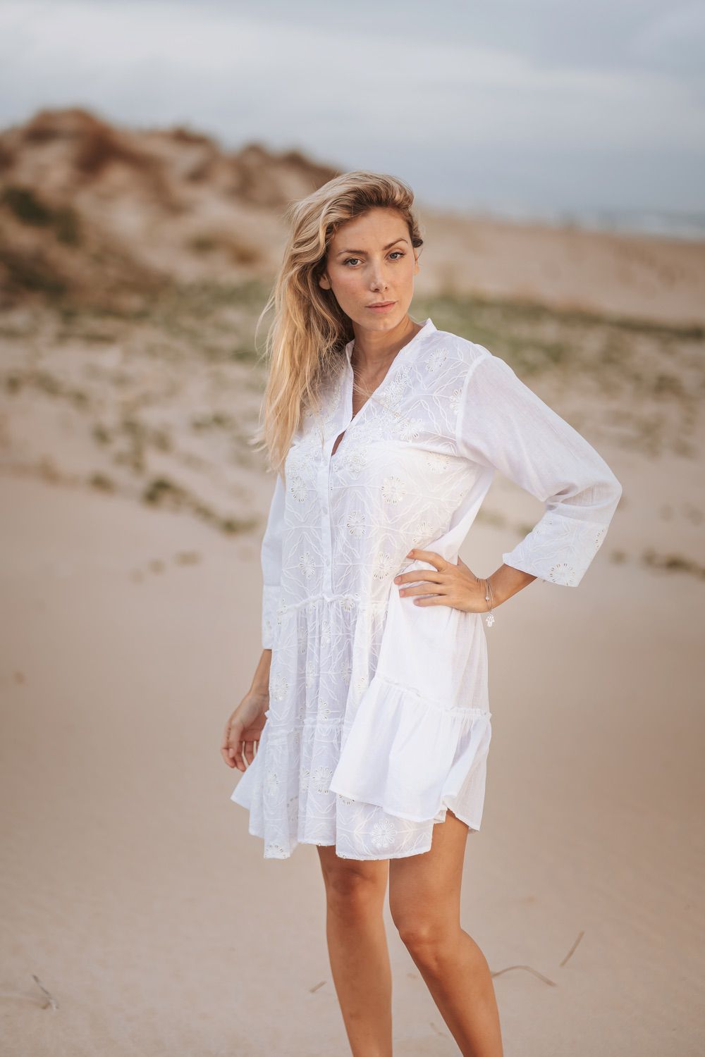 25S35365 Short Dress - White