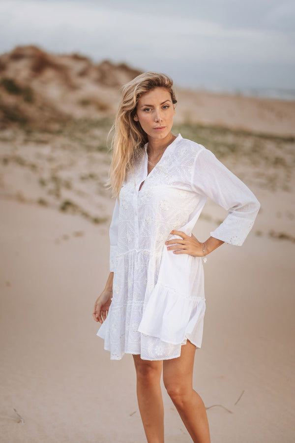 25S35365 Short Dress - White