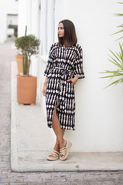 25S35502 Long Dress - Black/Beige