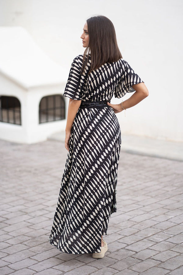 25S35512 Long Dress - Black/Beige