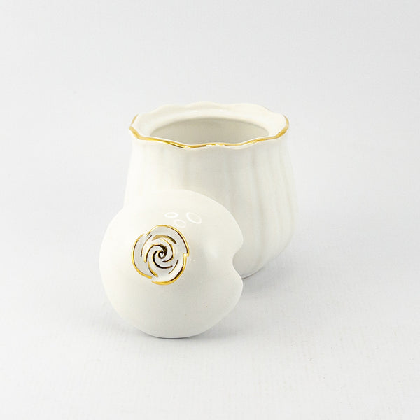 Baroque Sugar Pot with Gold Rose Handle
