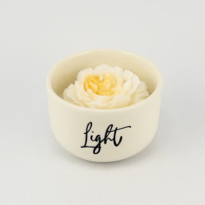 Flower Candle in Ceramic Bowl