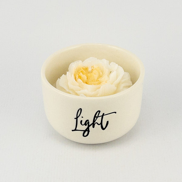 Flower Candle in Ceramic Bowl
