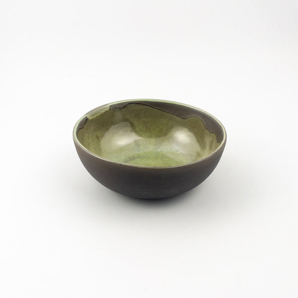 Amy bowl - Black Clay Green Glaze