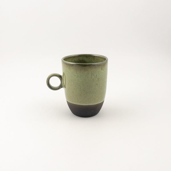 Diana Latte Mug - Black Clay Green Glaze