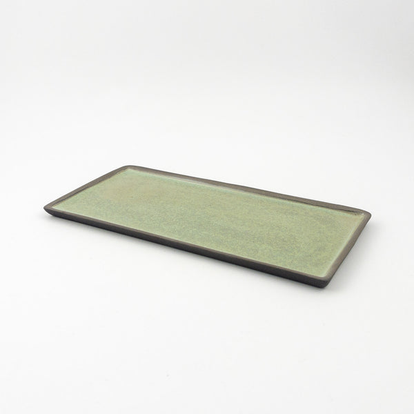 Diana Rectangular Platter Flat - Black Clay Green Glaze