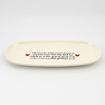 Flat Oval Medium White Gloss Blessing Platter - English