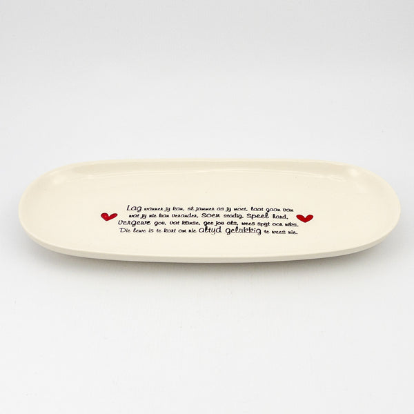 Flat Oval Medium White Gloss Blessing Platter - English
