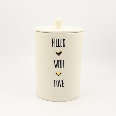 Large Jar “Filled with Love” with Gold Detail and Ceramic Lid