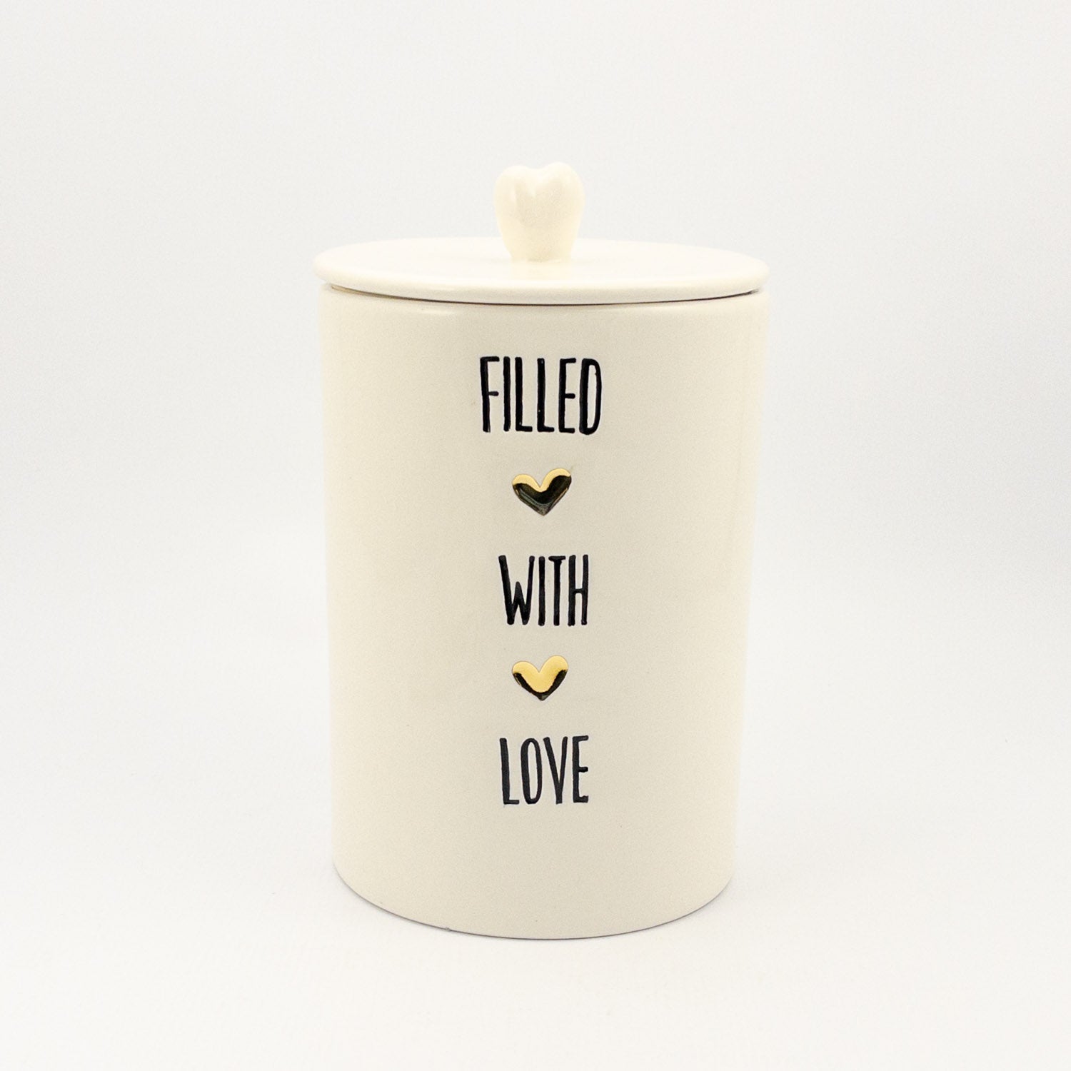 Large Jar “Filled with Love” with Gold Detail and Ceramic Lid