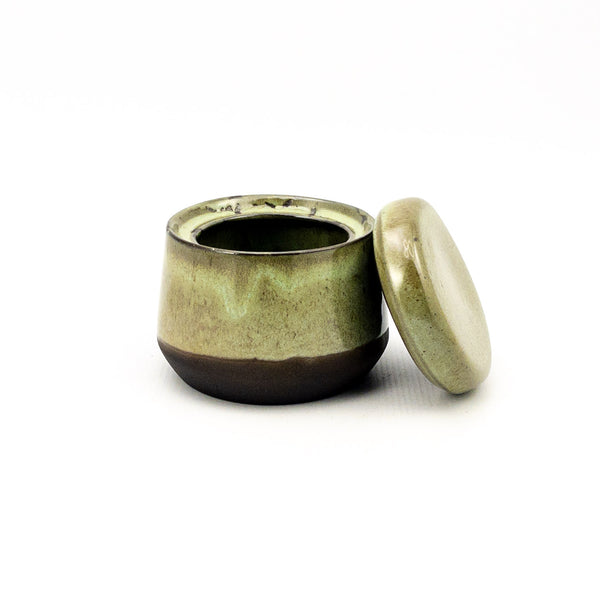 Kiki Sugar Pot - Black Clay Green Glaze