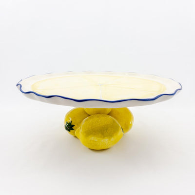 Cake Stand  - Blue rim big lemon