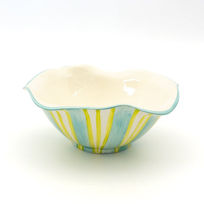 Salad Bowl Medium Wonky - Green / Lime stripes