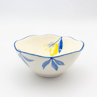 Salad Bowl Medium Wonky - Blue w Lemon
