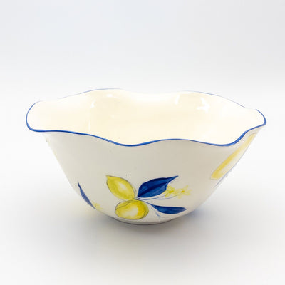 Salad Bowl Large Wonky - Blue w Lemon