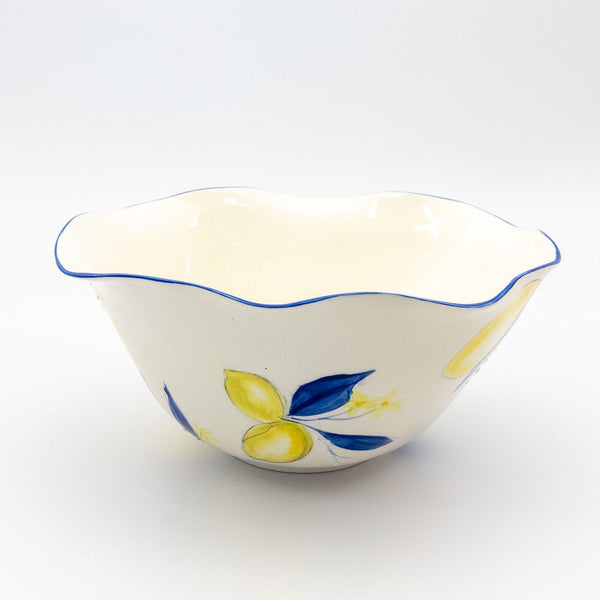 Salad Bowl Large Wonky - Blue w Lemon