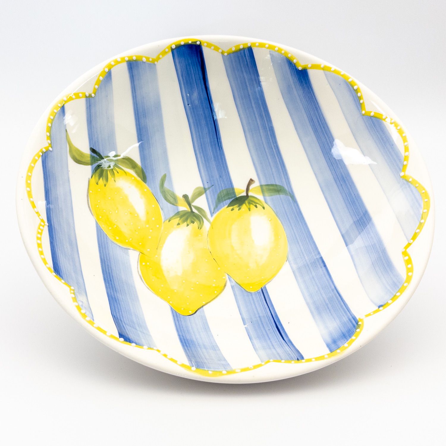 Pasta Bowl Large - Blue w Lemon