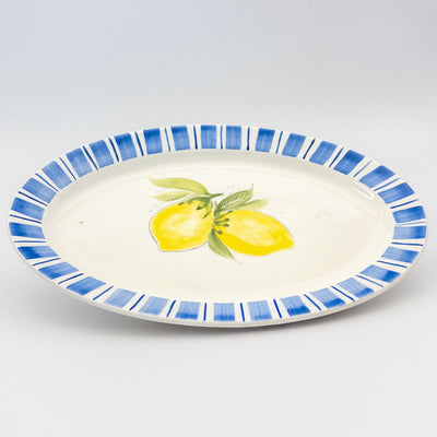 Oval Platter Large - Blue w Lemon