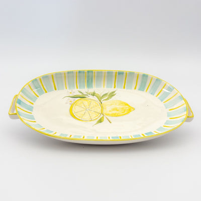 Rock Platter with Handle - Green w Lemon