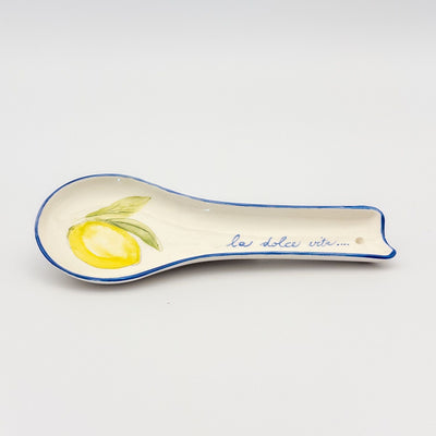 Spoon Rest Flat - Blue w Lemon