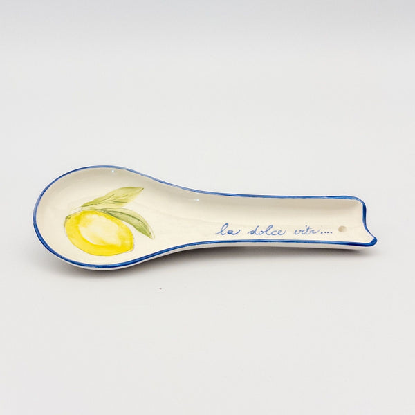 Spoon Rest Flat - Blue w Lemon