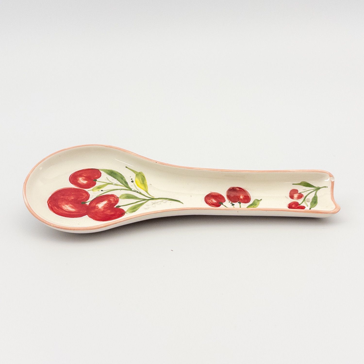 Spoon Rest Flat - Pink w Cherries