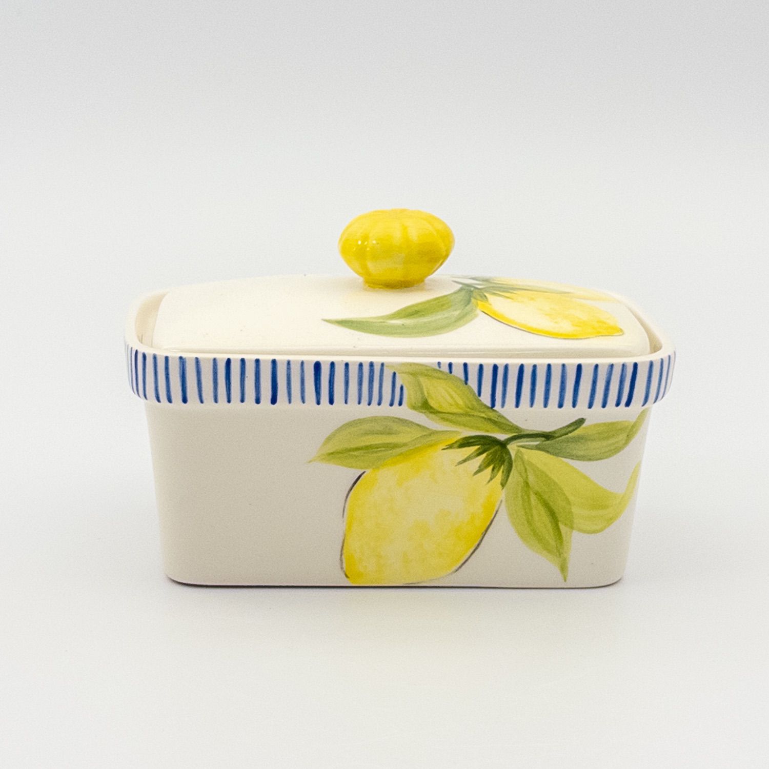 Butter Dish - Blue w Lemon