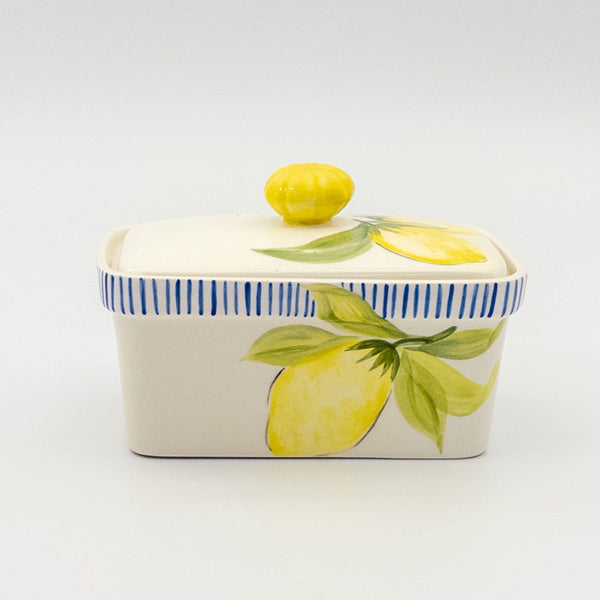 Butter Dish - Blue w Lemon