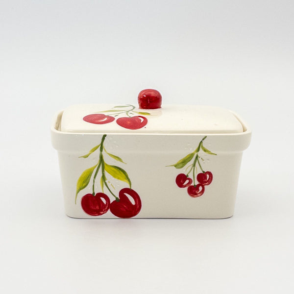 Butter Dish - Pink w Cherries