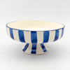 Serving Bowl Short w stand - blue stripes